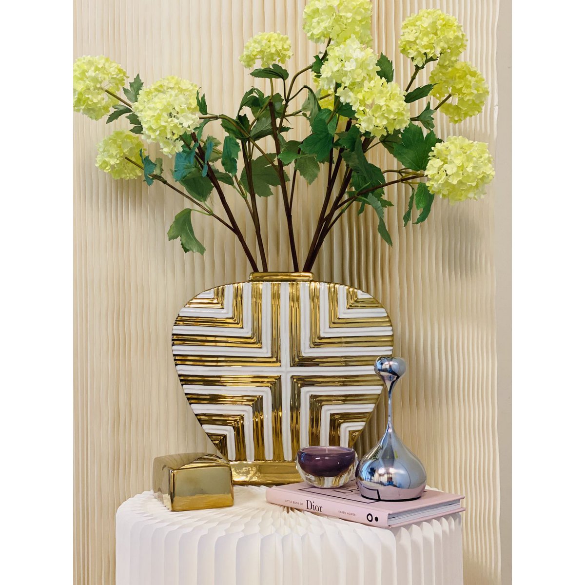 Porseleinen Pot in Goud en Wit - Art Deco Inspiratie