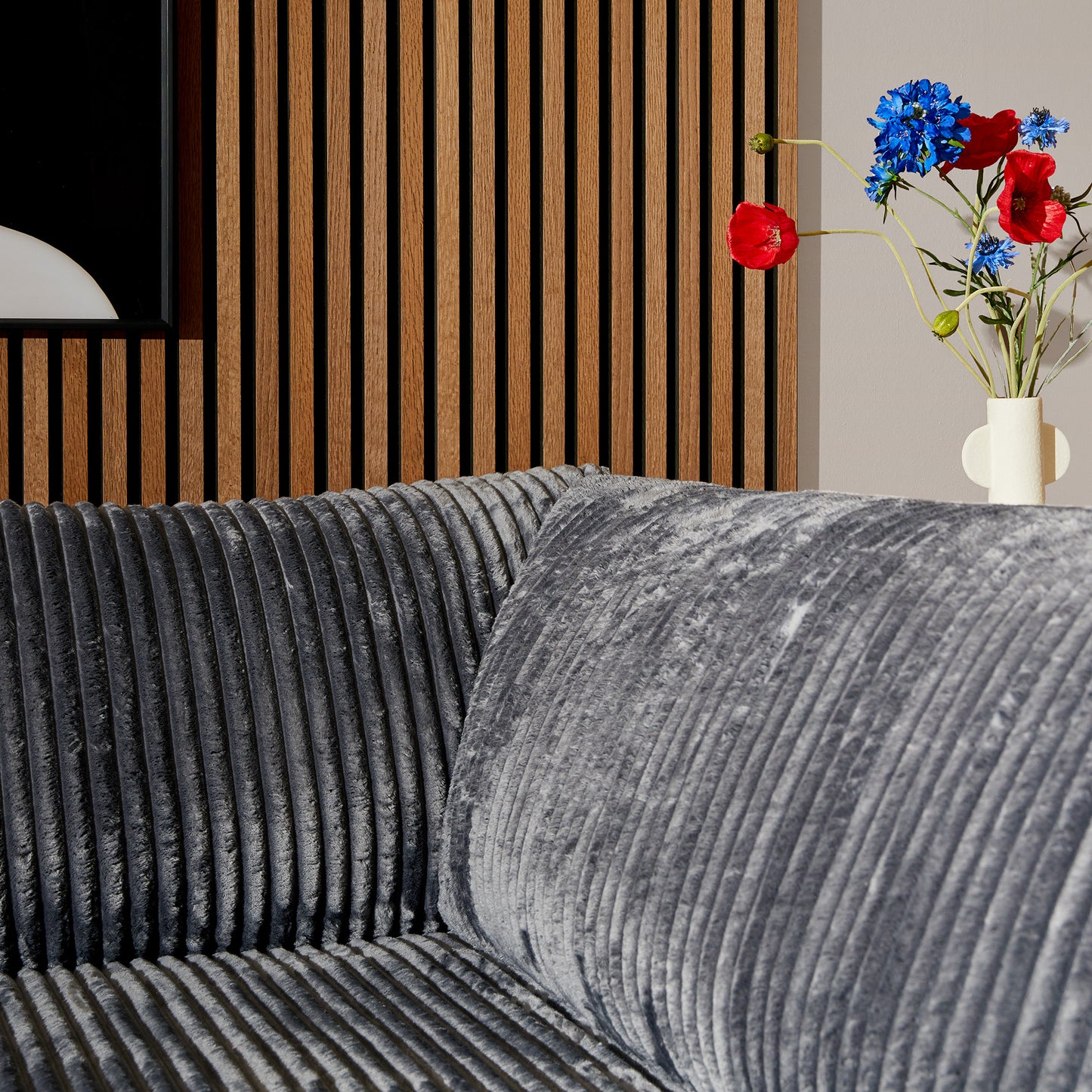 Hoekbank Mara Teddy | Antraciet | Open Eiland Links + 2,5 zits