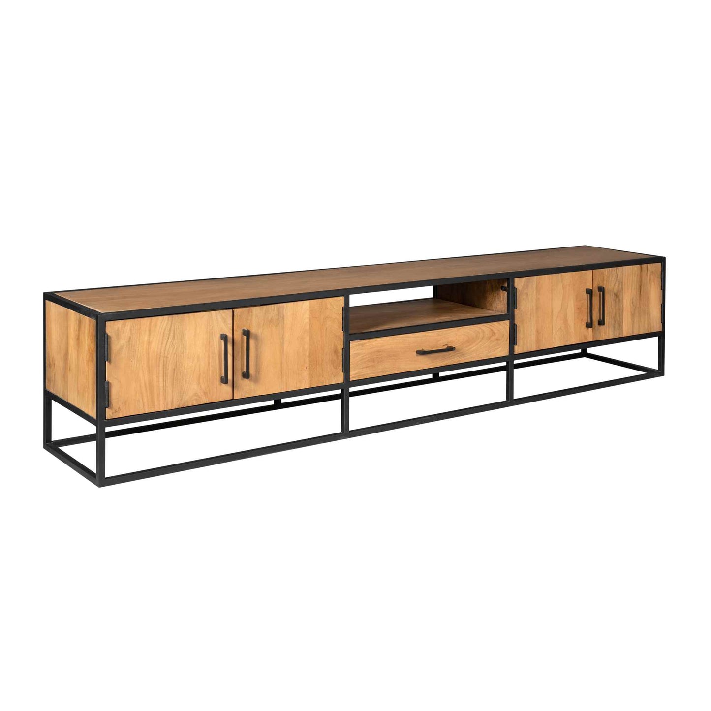 Tv meubel Denver | Mangohout en staal | 240 cm