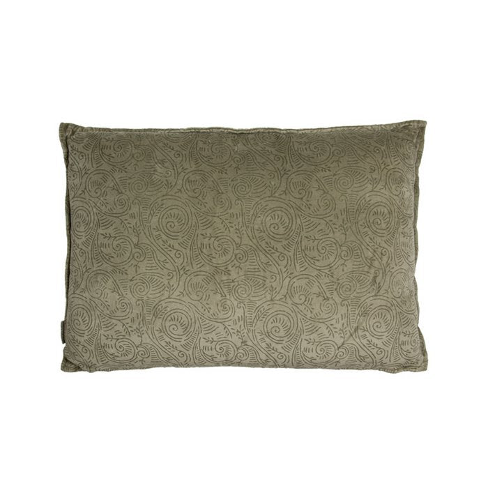Fluwelen kussen Delfina olijf 60x40