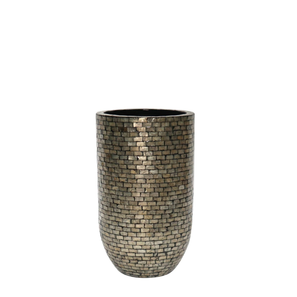 Adrija Champagne round poly shell bamboo pot M