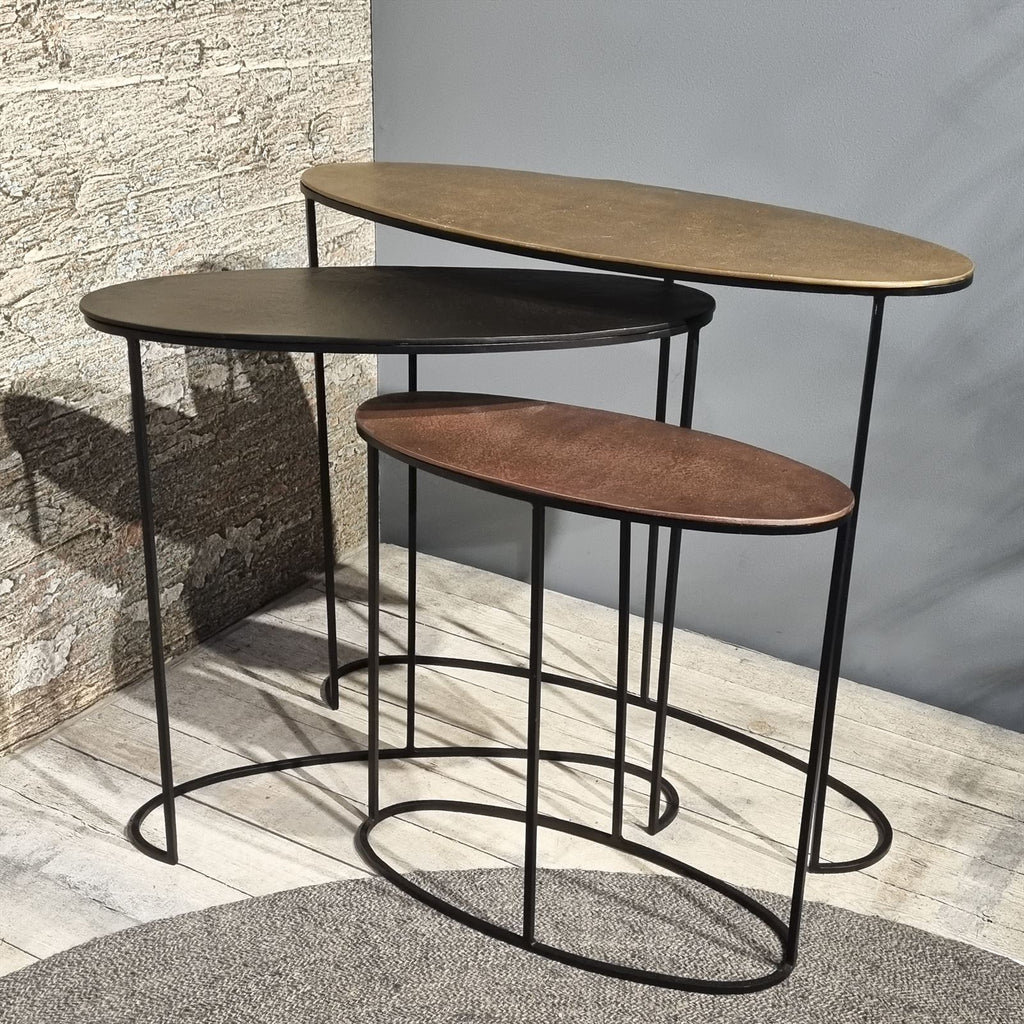 Antique Tricolore Oval Sidetable 90