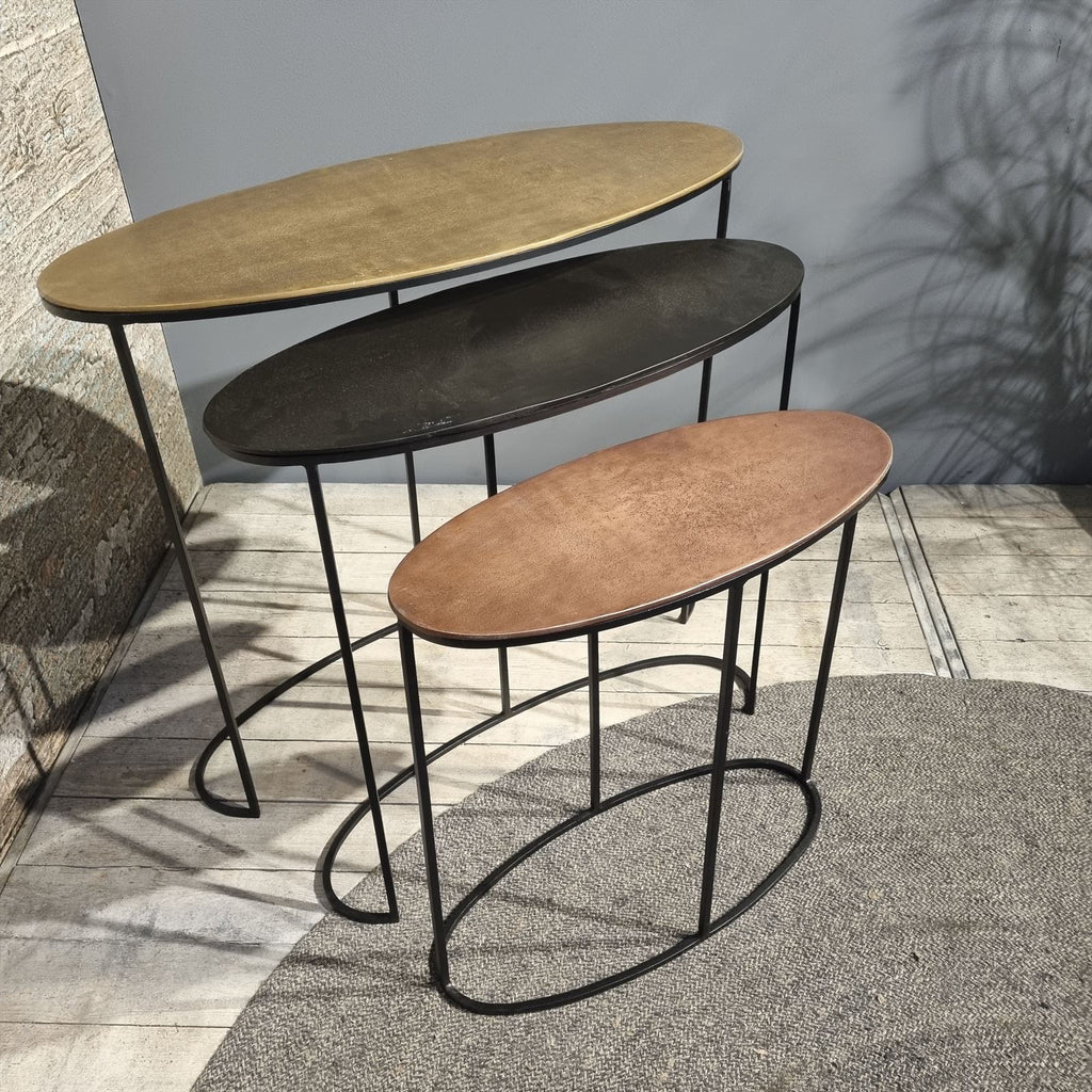 Antique Tricolore Oval Sidetable 90