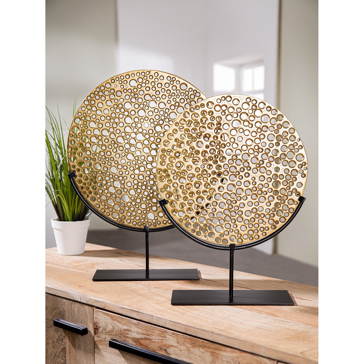 "Hive" Decoratief Object op Zwarte Metalen Voet