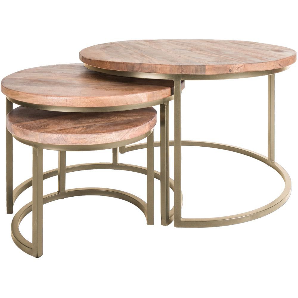 Salontafel Set van 3 - Industriële Salontafelset Jan - Goud