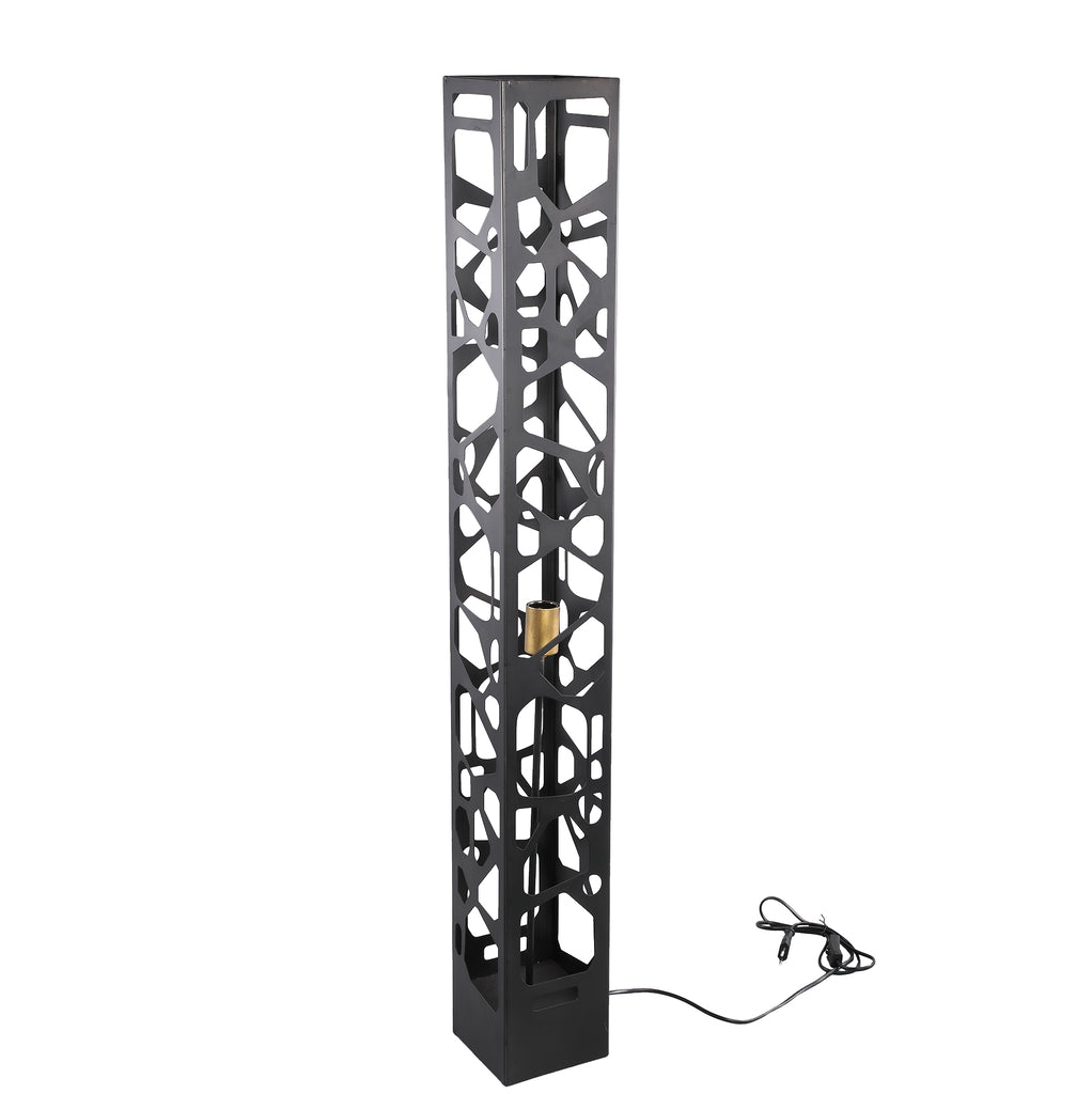 Ferdin Black metal floor lamp shaped holes
