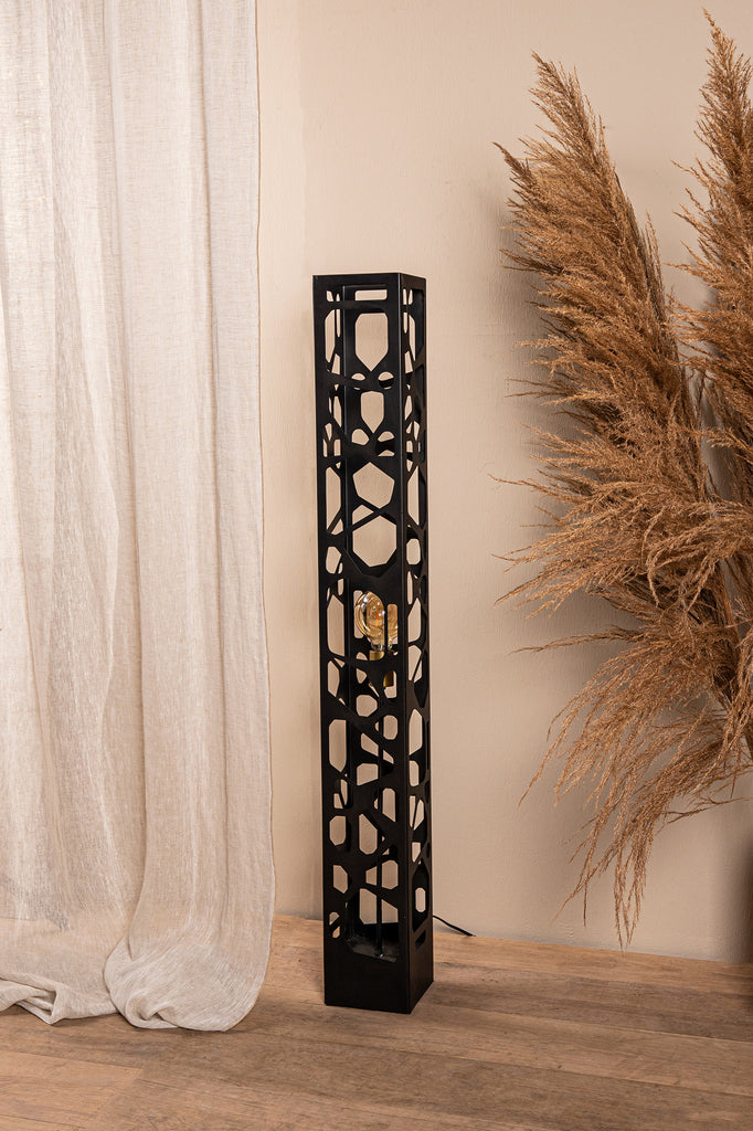 Ferdin Black metal floor lamp shaped holes