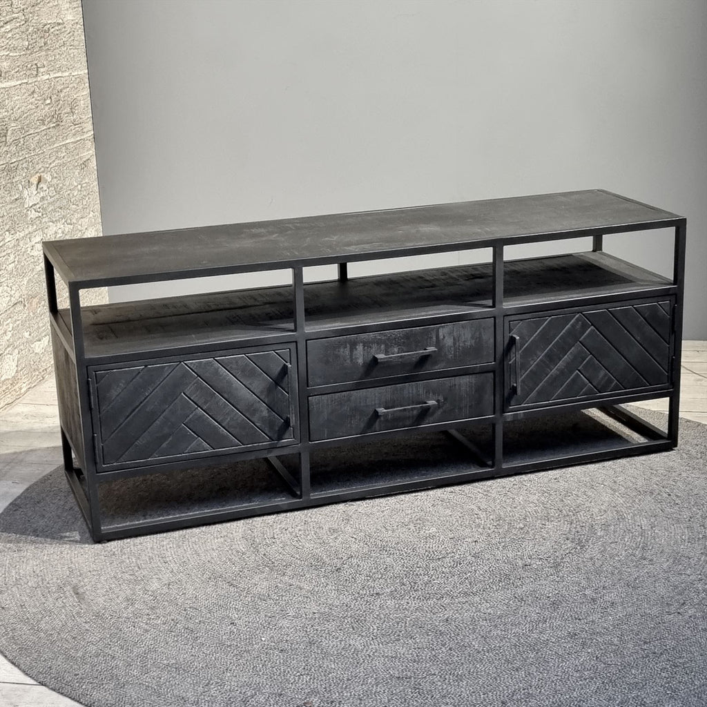 Jax 2 Door 2 Drawer TV Cabinet Black 150