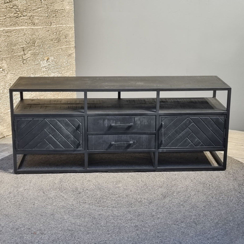 Jax 2 Door 2 Drawer TV Cabinet Black 150
