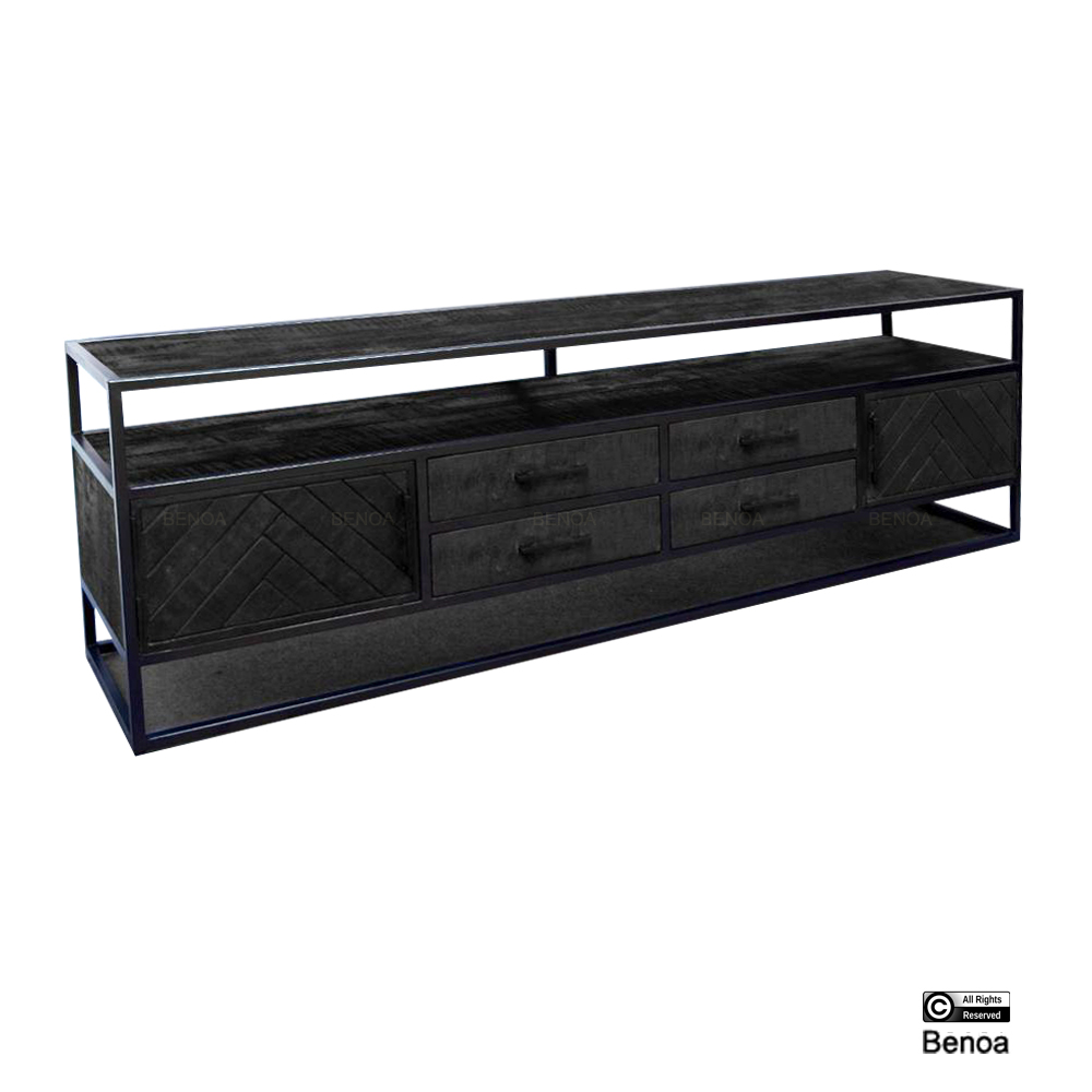 Jax 2 Door 4 Drawer TV Cabinet Black 200