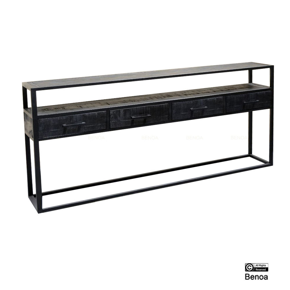 Jax 4 Drawer Console Table Black 180