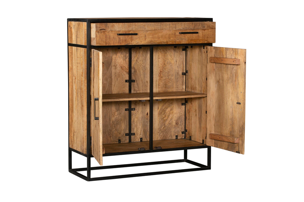 Kabinet kast Denver | Mangohout en staal | 100 cm