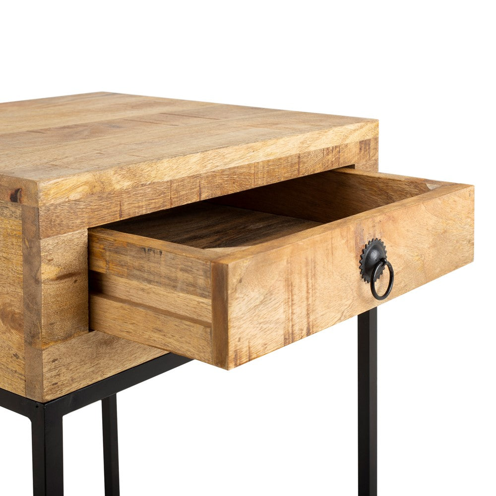 Wooden Iron Sidetable 40