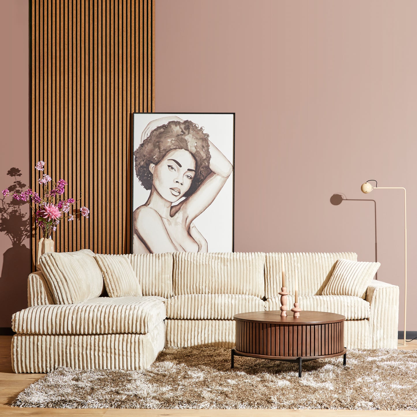Hoekbank Mara Teddy | Open Eiland Links + 2,5 zits