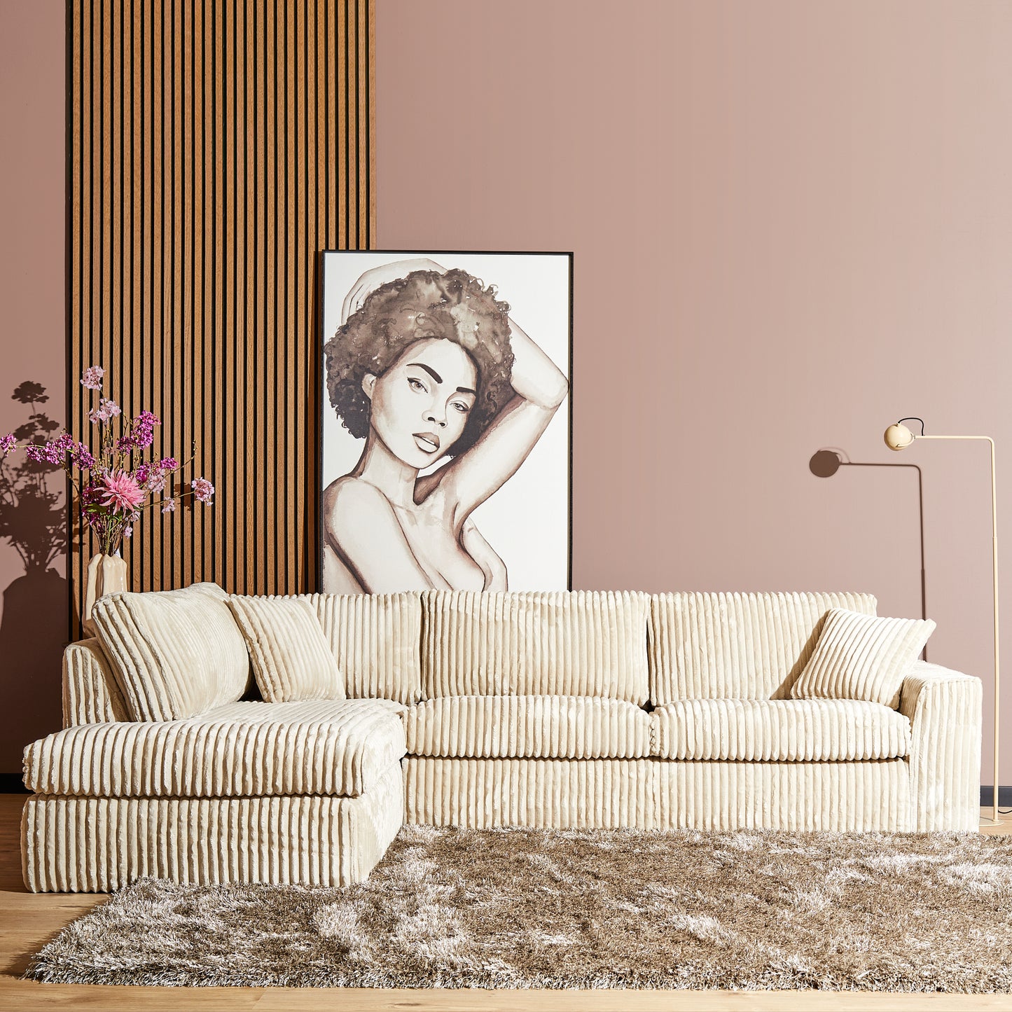 Hoekbank Mara Teddy | Open Eiland Links + 2,5 zits