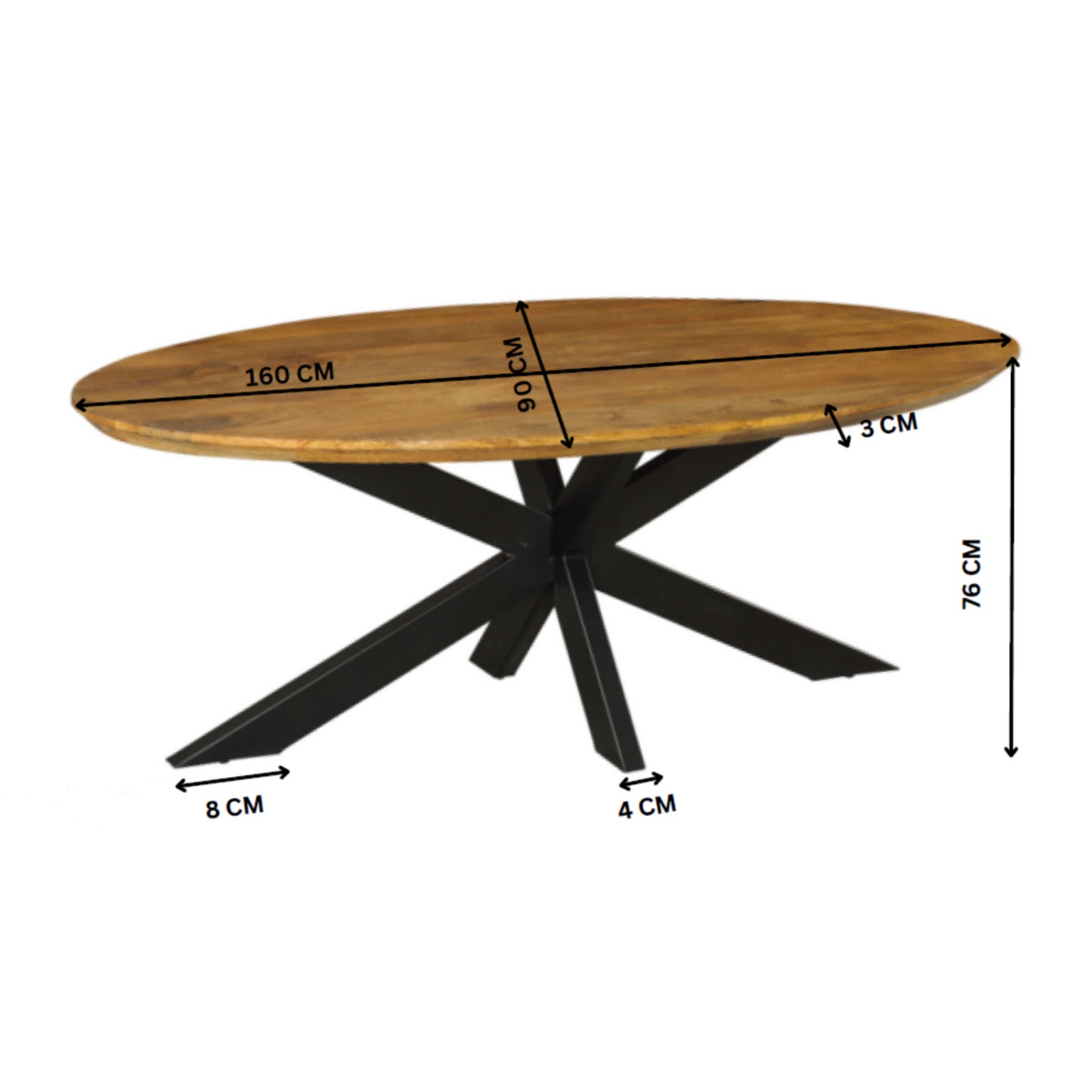 Eetkamertafel Brandy | Ovaal | 160 cm