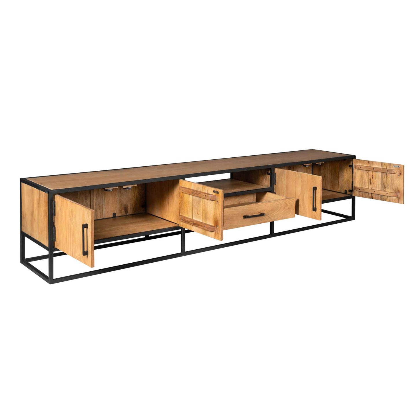 Tv meubel Denver | Mangohout en staal | 240 cm