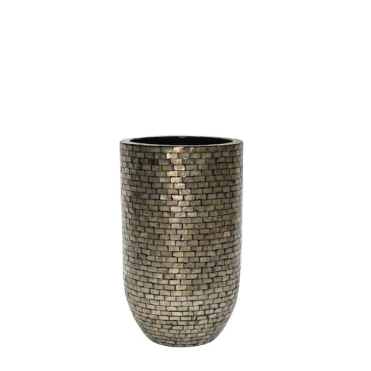 Adrija Champagne round poly shell bamboo pot M