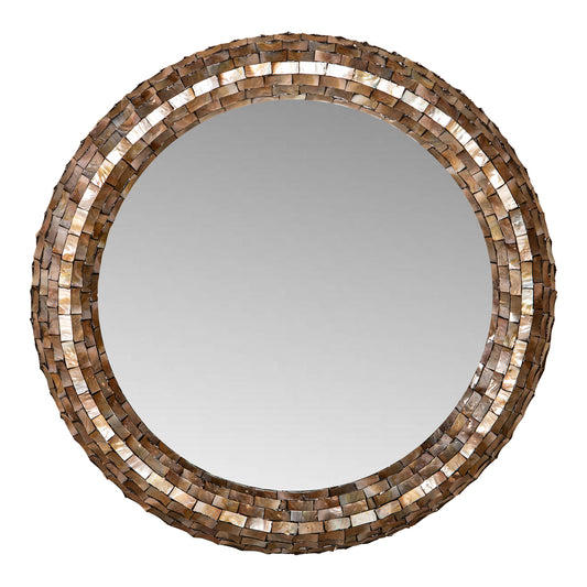 Chelsae Bronze Poly Rond Shell Mirror Groot – PTMD