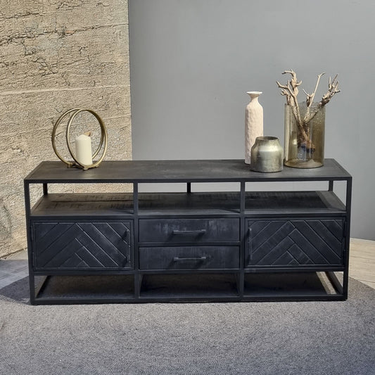 Jax 2 Door 2 Drawer TV Cabinet Black 150