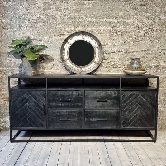 Jax 2 Door 4 Drawer Sideboard Black 200