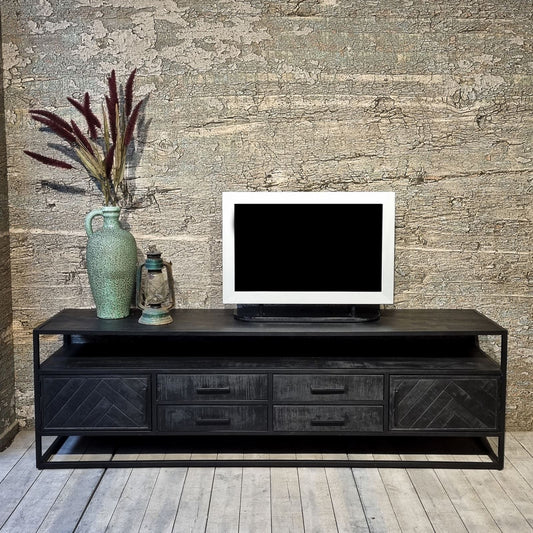 Jax 2 Door 4 Drawer TV Cabinet Black 200