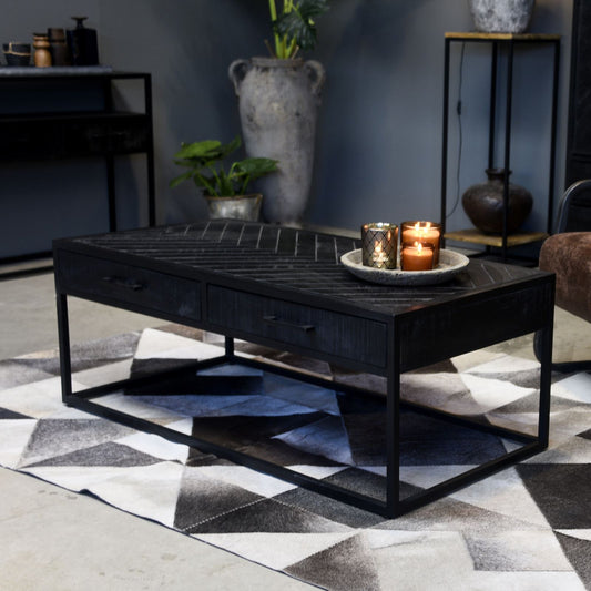 Jax 2 Drawer Coffee Table Black 120