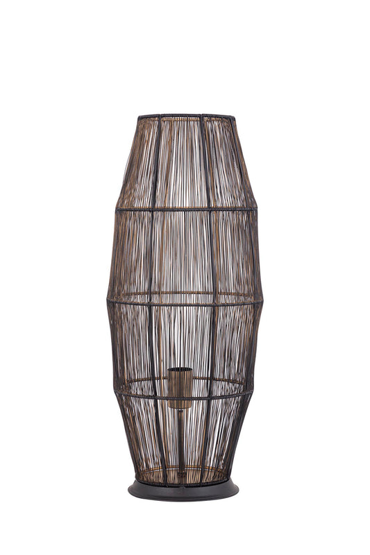 Meilo Black iron wired floor lamp gold inside smal