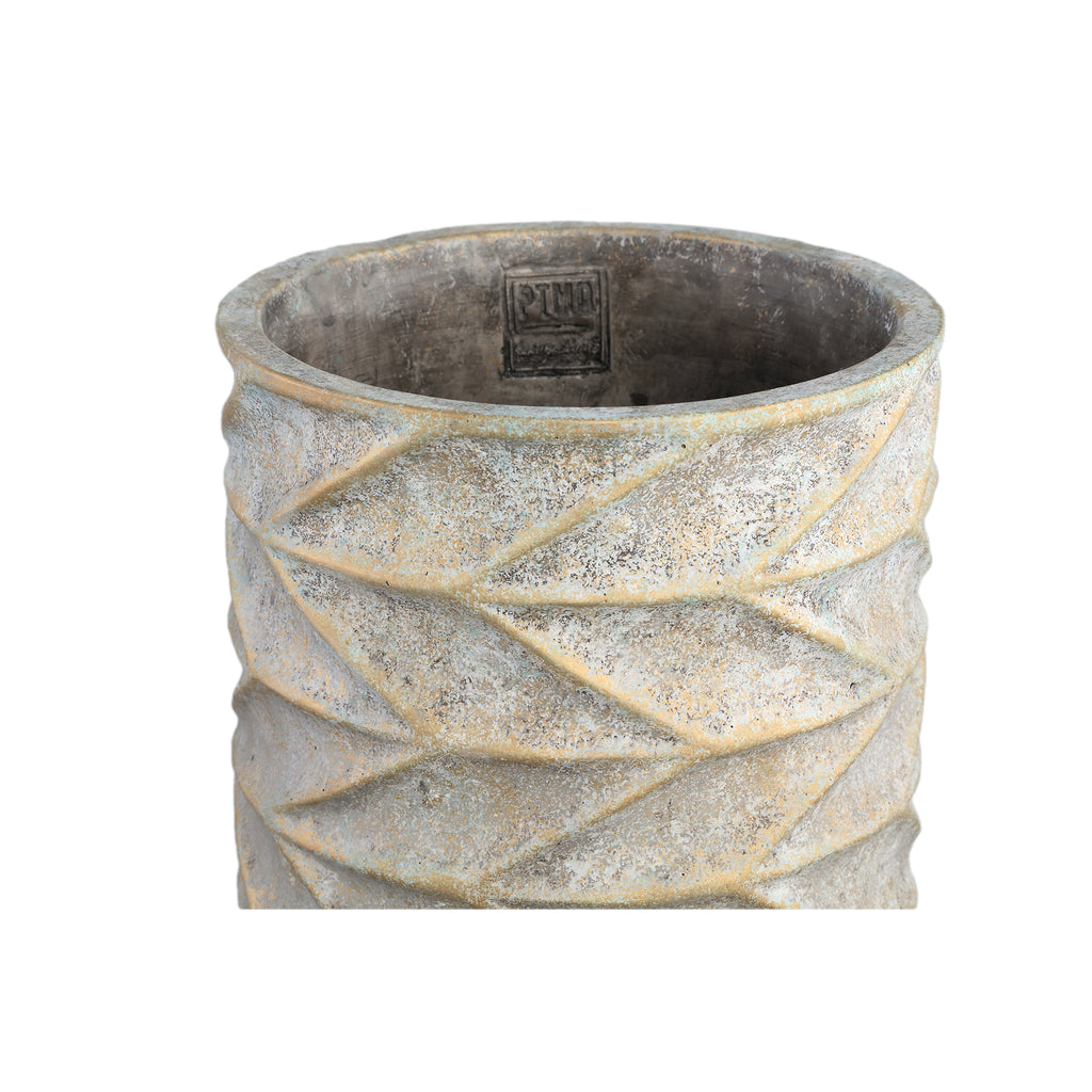 Cementen Bloempot met Gravures – Stijlvol en Tijdloos